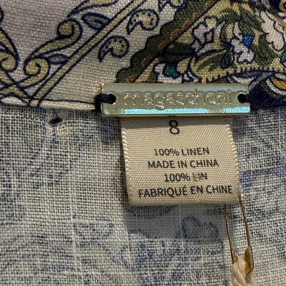 Magaschoni 100% Linen Paisley Wrap Dress | Size 8 | $198 Retail ✨ - Picture 3 of 3